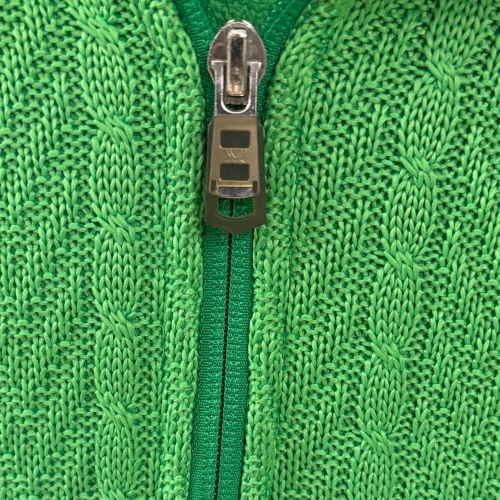 Spyder Green Cable Knit Full Zip Jacket Sweater | Size M